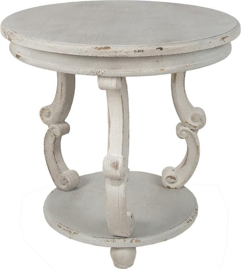 Clayre & Eef Bijzettafel Ø 66x64 cm Grijs Hout Rond Plantentafel