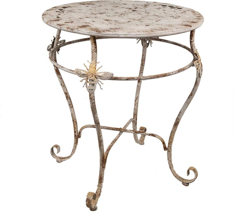 Clayre & Eef Bistrotafel Ø 69x76 cm Wit Bruin Metaal