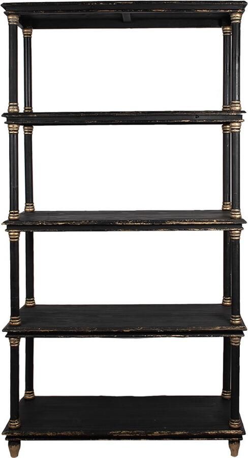 Clayre & Eef Boekenkast 110x40x210 cm Zwart Hout Vakkenkast