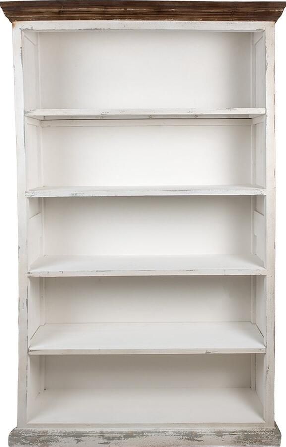 Clayre & Eef Boekenkast 120x36x195 cm Wit Hout Kast