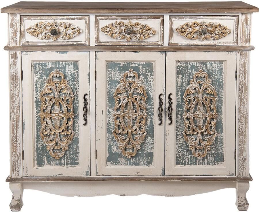 Clayre & Eef Dressoir 126x40x112 cm Wit Bruin Hout