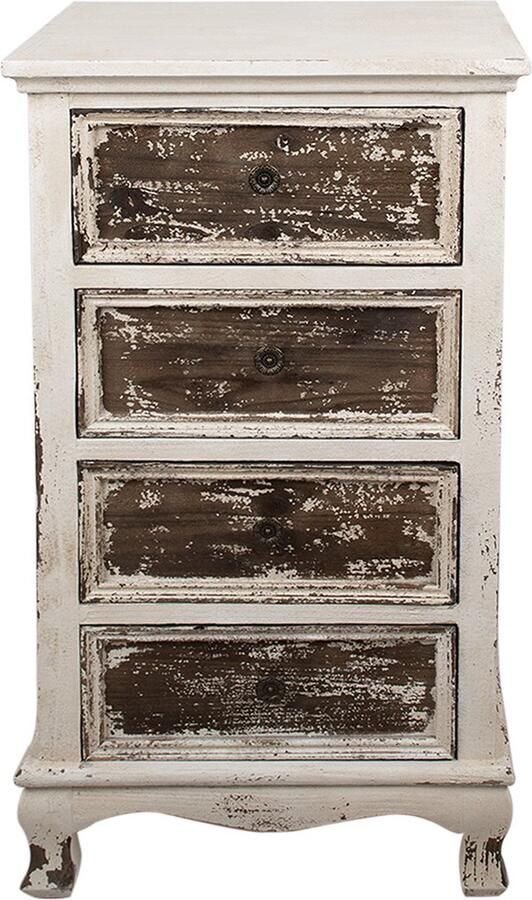 Clayre & Eef Dressoir 44x35x81 cm Beige Hout Ladekast Beige Ladekast