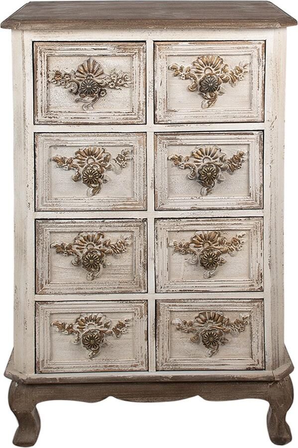 Clayre & Eef Dressoir 60x37x100 cm Beige Hout Ladekast Beige Ladekast