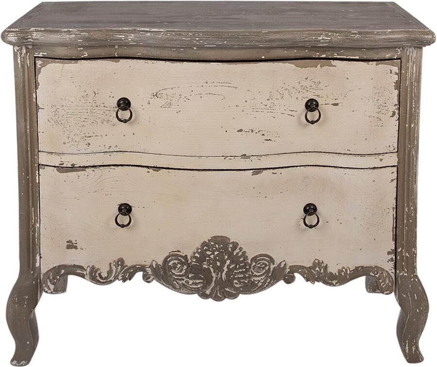 Clayre & Eef Dressoir 95x40x82 cm Grijs Beige Hout