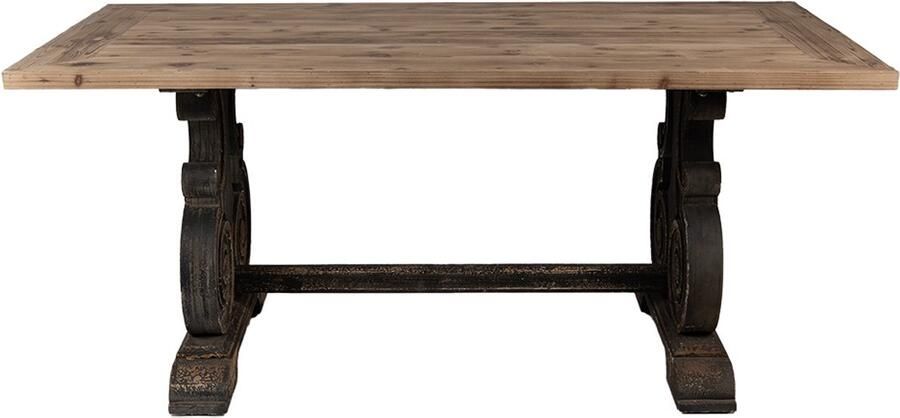 Clayre & Eef Eettafel 180x90x78 cm Bruin Zwart Hout