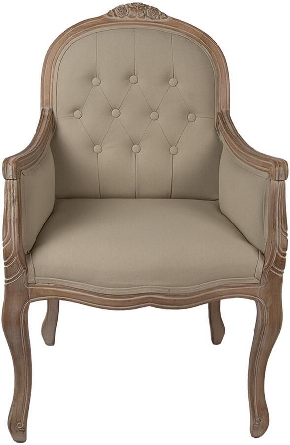Clayre & Eef Fauteuil 62x58x101 cm Bruin Beige Hout Textiel
