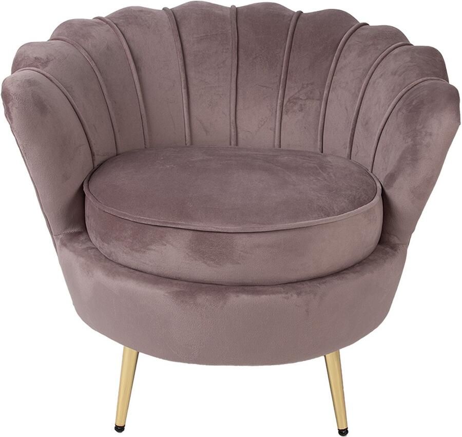 Clayre & Eef Fauteuil 83x75x76 cm Roze Textiel Hout