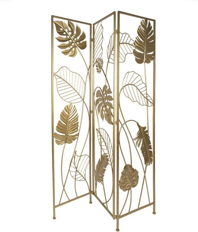 Clayre & Eef Kamerscherm 124x2x181 cm Goudkleurig Ijzer Bladeren Kamerverdeler