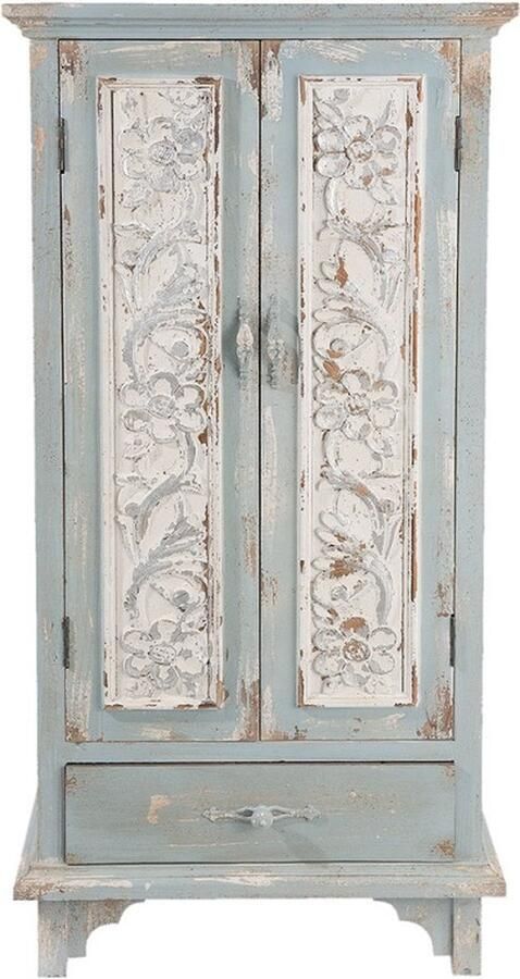 Clayre & Eef Kast 67x38x143 cm Groen Hout Rechthoek Opbergkast Servies kast