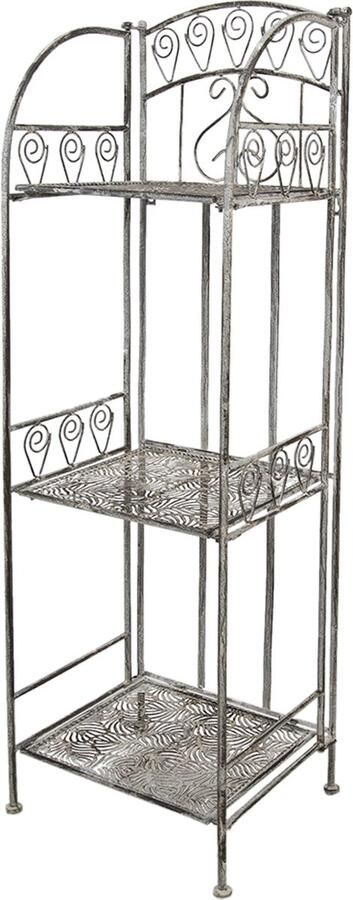 Clayre & Eef Opbergrek 34x29x112 cm Grijs Ijzer Plantenrek Keukenrek Plantenstandaard Grijs Plantenrek Keukenrek - Foto 3