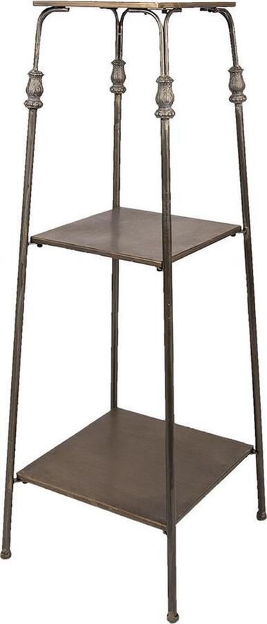 Clayre & Eef Opbergrek 39x39x105 cm Bruin Ijzer Vierkant Plantenrek Keukenrek Plantenstandaard Bruin Plantenrek