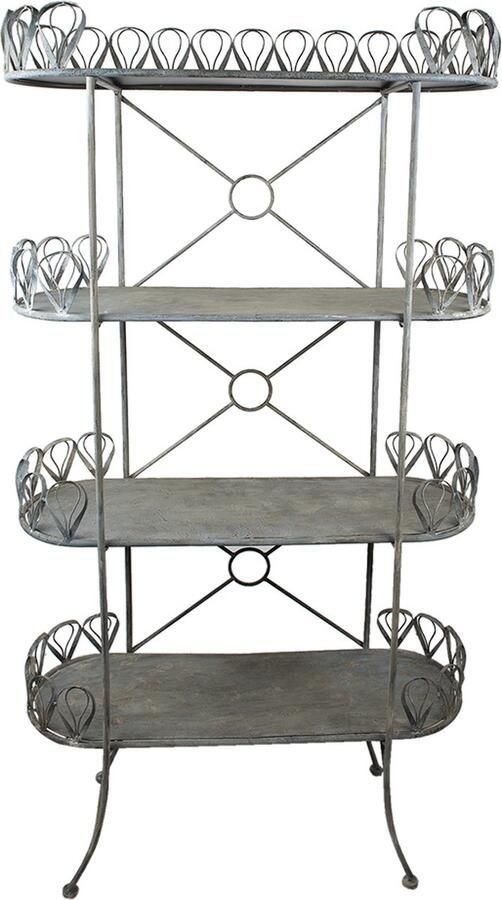 Clayre & Eef Opbergrek 91x36x168 cm Grijs Ijzer Geen vorm Tuinrek Keukenrek Rek Grijs Tuinrek Keukenrek