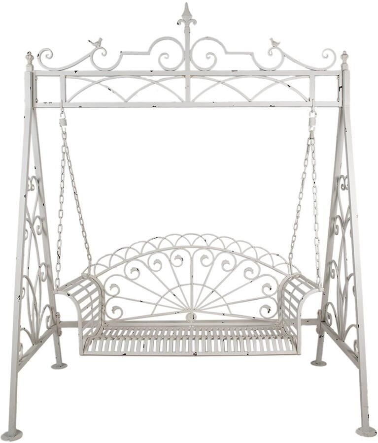 Clayre & Eef Schommelbank 173x96x213 cm Wit Metaal