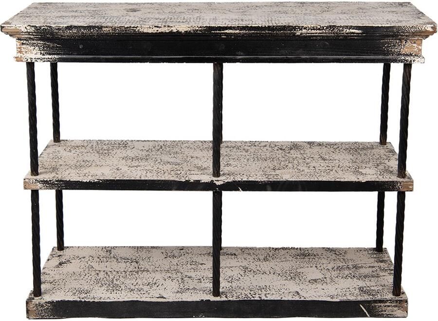 Clayre & Eef Sidetable 120x40x90 cm Zwart Beige Hout Metaal