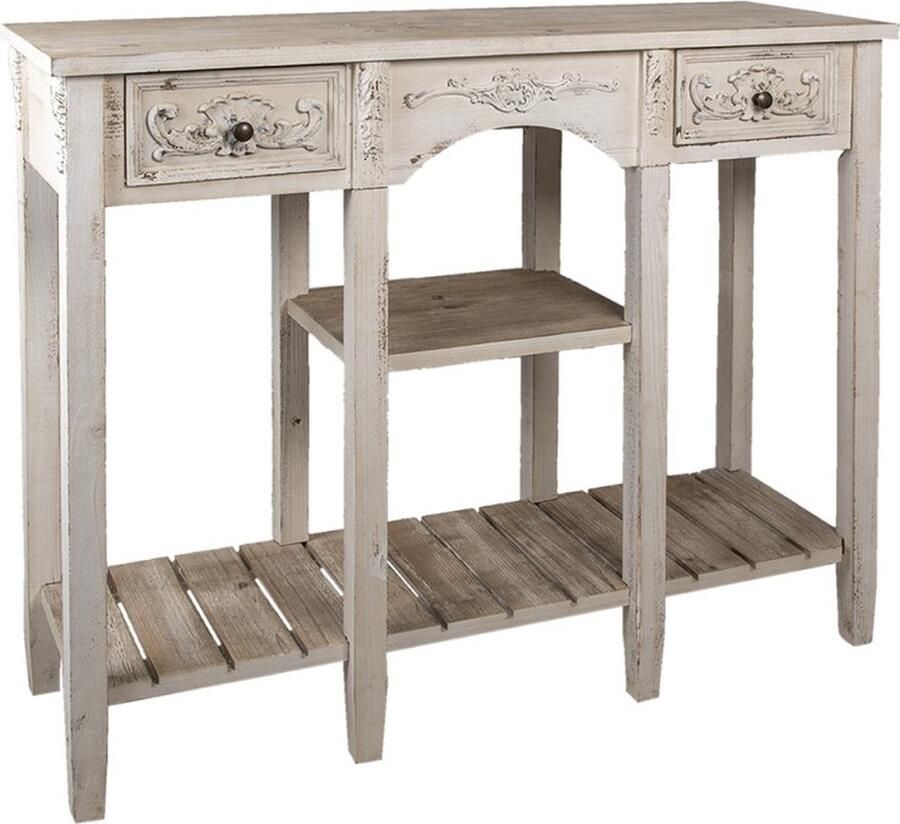 Clayre & Eef Sidetable 125x40x95 cm Wit Hout Rechthoek Wandtafel Haltafel Console Tafel