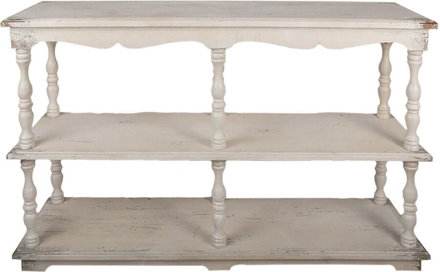 Clayre & Eef Sidetable 140x40x92 cm Wit Beige Hout