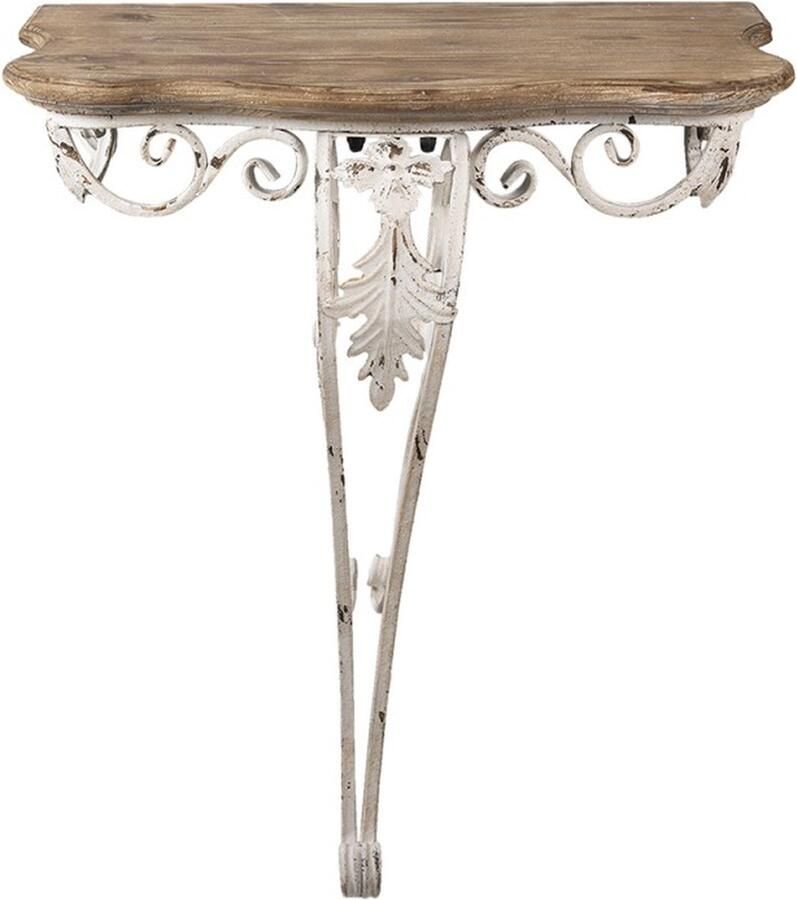 Clayre & Eef Sidetable 70x43x78 cm Bruin Hout Ijzer Rechthoek Wandtafel Haltafel Console Tafel