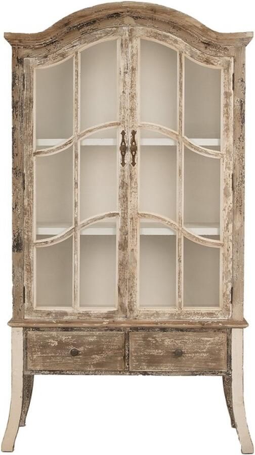 Clayre & Eef Vitrinekast 109x41x198 cm Bruin Beige Hout Boekenkast