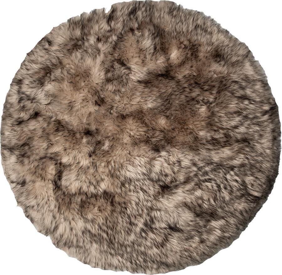 Clayre & Eef Vloerkleed Ø 100 cm Bruin Zwart Polyester Rond