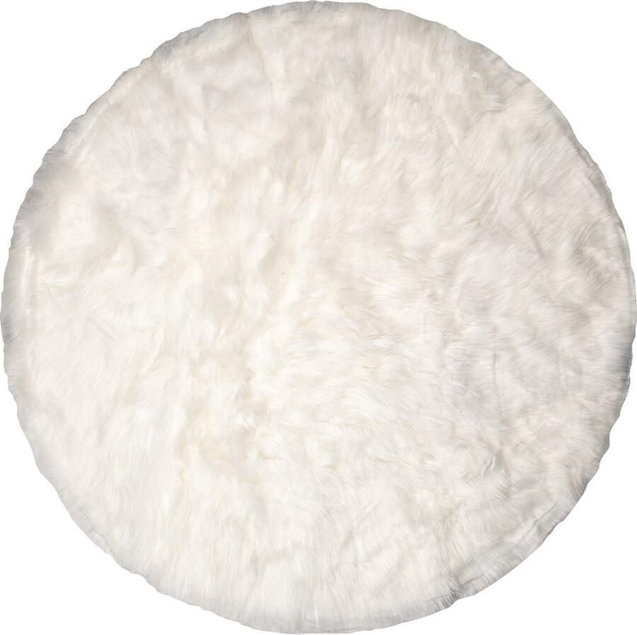 Clayre & Eef Vloerkleed Ø 100 cm Wit Polyester Rond