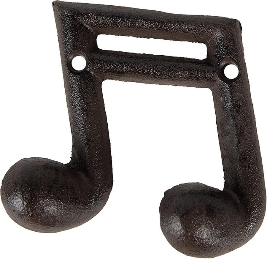Clayre & Eef Wandkapstok Muzieknoot 10x3x9 cm Bruin Metaal