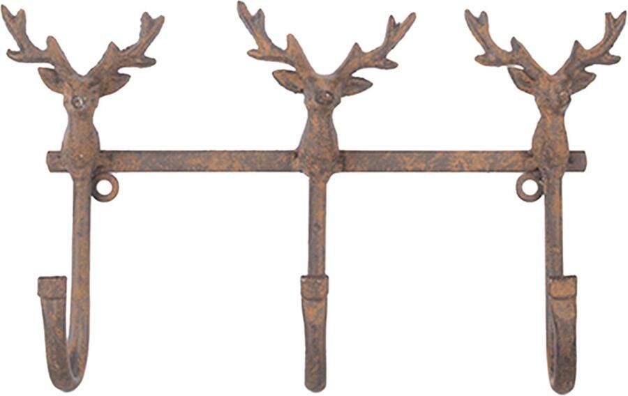 Clayre & Eef Wandkapstok 3 Haken 27x5x15 cm Bruin Metaal