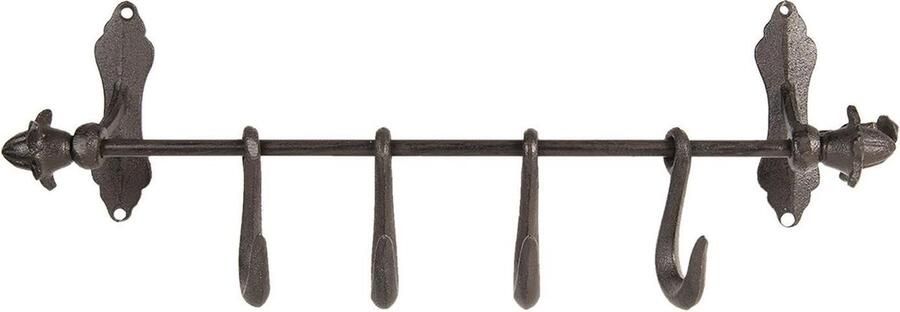 Clayre & Eef Wandkapstok 4 haken 49x8x13 cm Bruin Ijzer