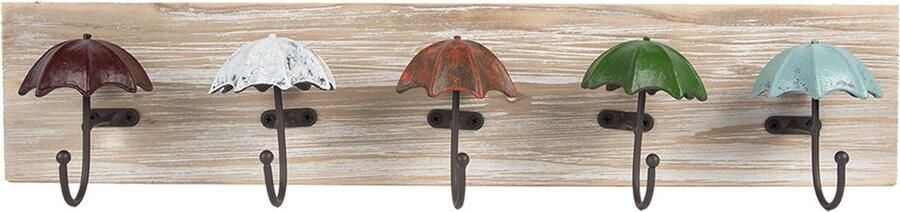 Clayre & Eef Wandkapstok 5 Haken 60x10x12 cm Bruin Hout