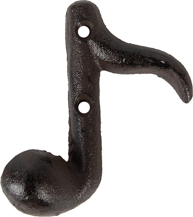 Clayre & Eef Wandkapstok Muzieknoot 8x3x9 cm Bruin Metaal
