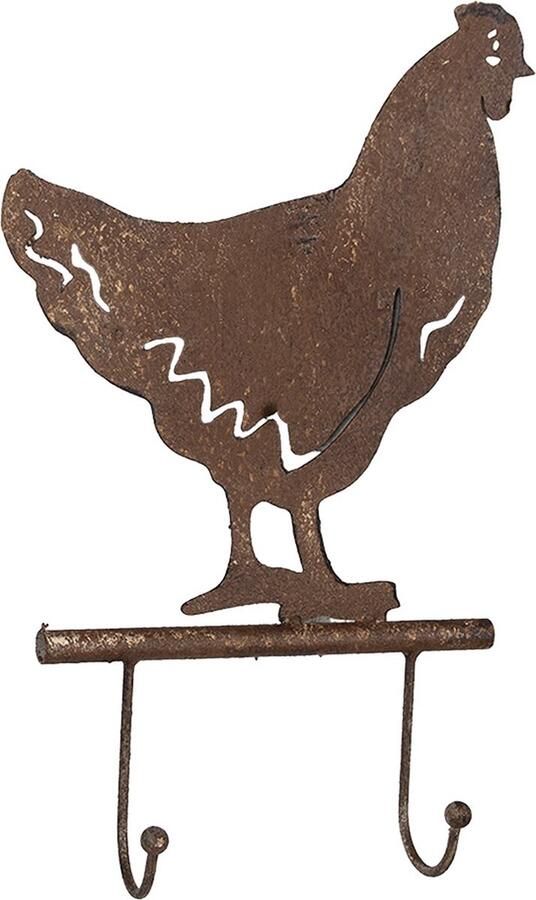 Clayre & Eef Wandkapstok Kip 21x5x33 cm Bruin Metaal