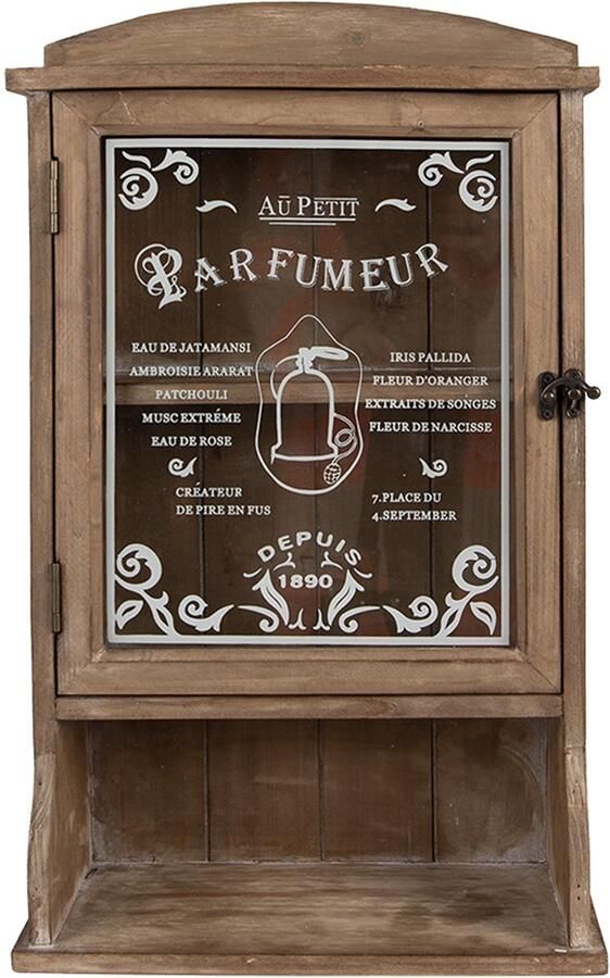 Clayre & Eef Wandkast 32x15x54 cm Bruin Hout Glas