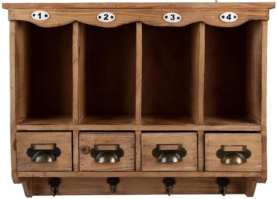 Clayre & Eef Wandkast 56x13x60 cm Bruin Hout