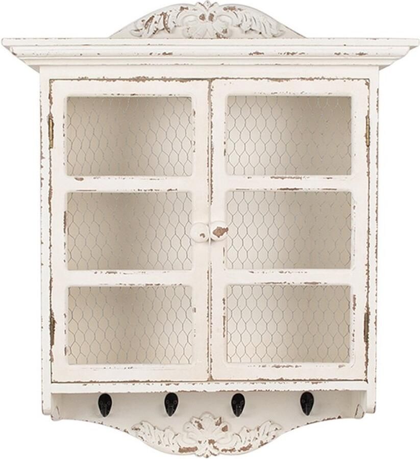 Clayre & Eef Wandkast 56x23x69 cm Wit Hout Opbergkast