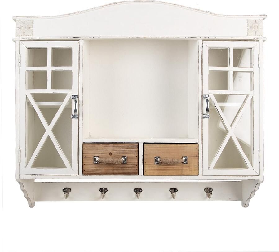 Clayre & Eef Wandkast 76x16x65 cm Wit Hout