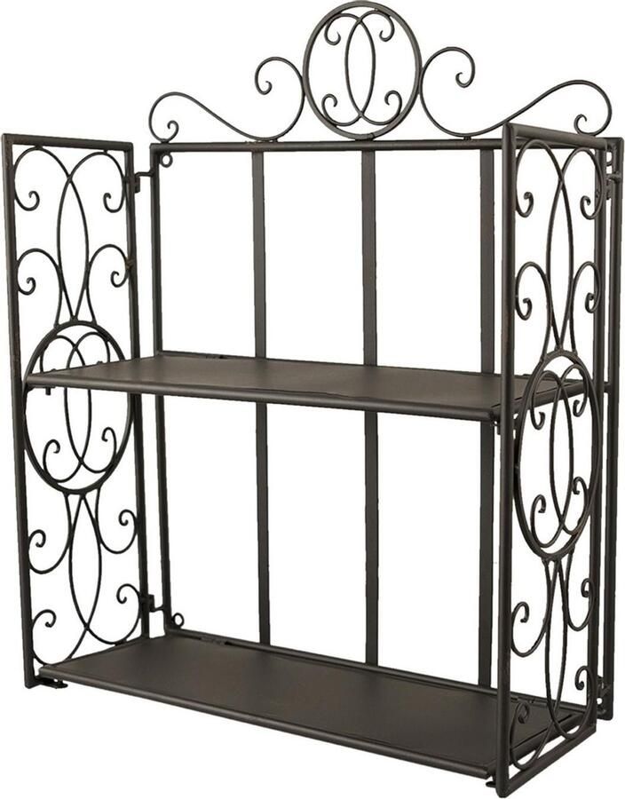 Clayre & Eef Wandrek 41x18x53 cm Zwart Ijzer Rechthoek Muurrek Opbergkast Hangkast