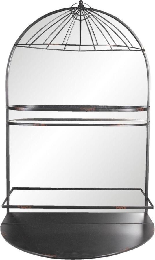 Clayre & Eef Wandrek 50x36x83 cm Bruin Ijzer Glas Muurrek Opbergkast Hangkast