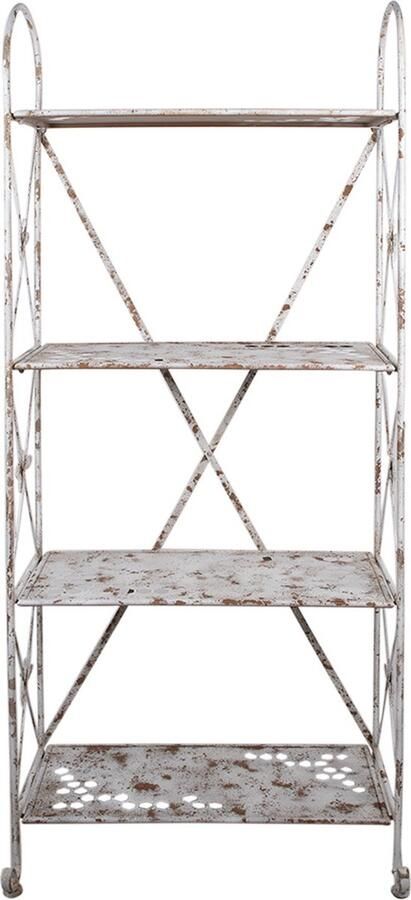 Clayre & Eef Wandrek 76x47x177 cm Wit Bruin IJzer Tuinrek