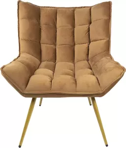 Clayre & Eef Fauteuil 79x91x93 cm Bruin Ijzer Textiel Woonkamer stoel Relax stoel binnen