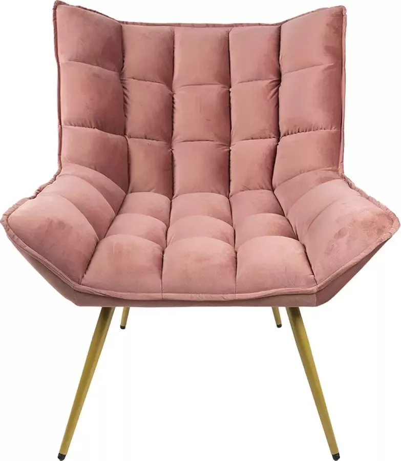 Clayre & Eef Fauteuil 79x91x93 cm Roze Ijzer Textiel Woonkamer stoel Relax stoel binnen Roze Woonkamer stoel Relax - Foto 1