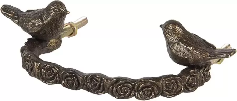 Clayre & Eef Handgreep 13x3x8 cm Bruin Ijzer Vogels Handgreep Keuken Kastgreep