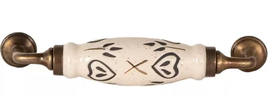 Clayre & Eef Handgreep 17 cm Beige Ijzer Keramiek Handgreep Keuken Kastgreep