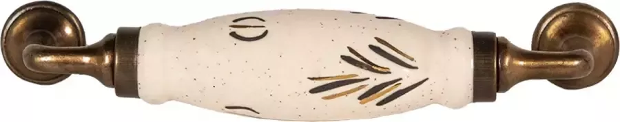 Clayre & Eef Handgreep 17 cm Wit Goudkleurig Ijzer Keramiek Handgreep Keuken Kastgreep