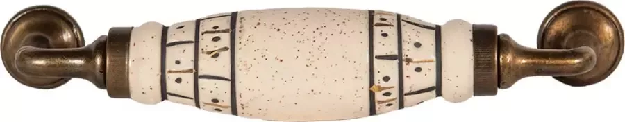 Clayre & Eef Handgreep 17 cm Wit Goudkleurig Ijzer Keramiek Handgreep Keuken Kastgreep