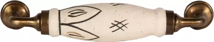 Clayre & Eef Handgreep 17 cm Wit Goudkleurig Ijzer Keramiek Handgreep Keuken Kastgreep