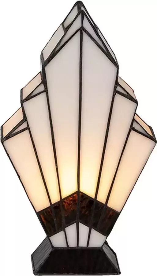 Lumilamp Tiffany Tafellamp 30 cm Wit Glas Tiffany Bureaulamp Tiffany Lampen Glas in Lood - Foto 1