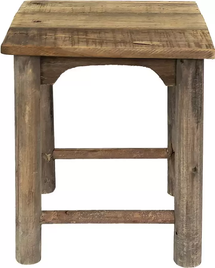 Clayre & Eef Plantentafeltje 30x30x32 cm Bruin Hout Plantenstandaard Plantenkrukje Plantenplateau