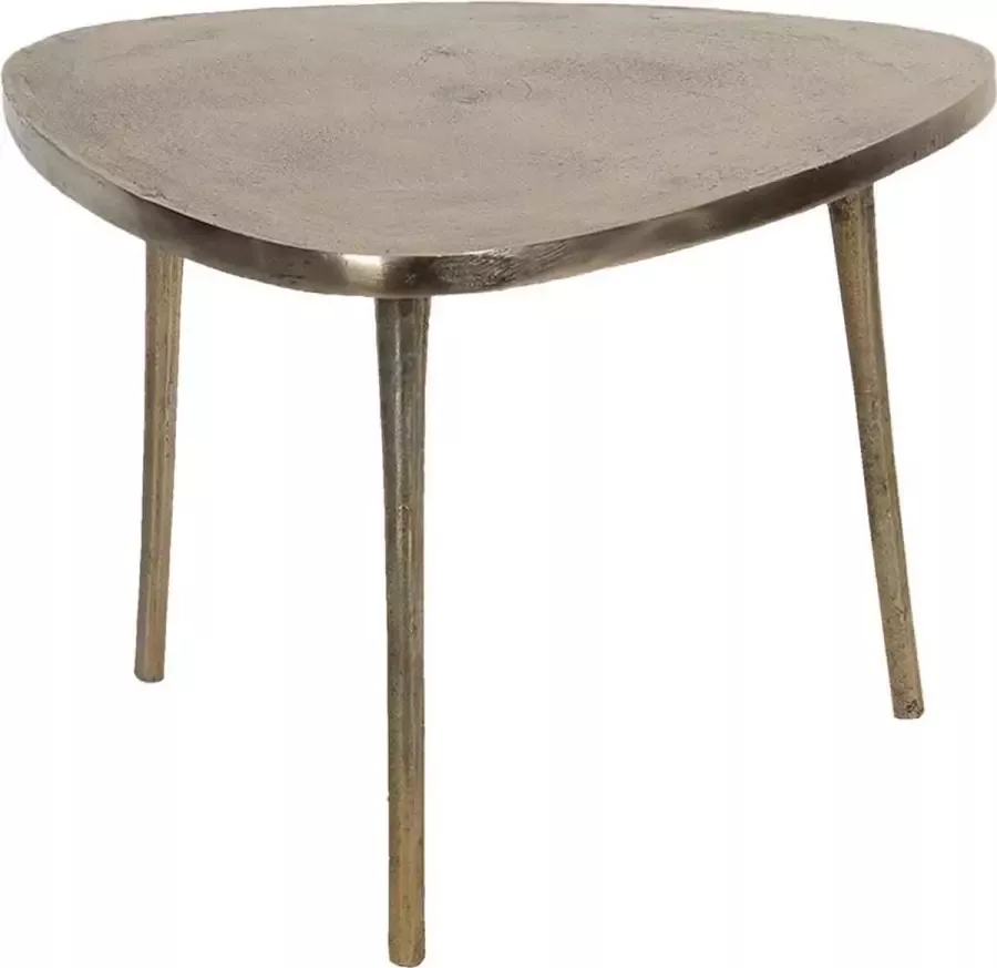 Clayre & Eef Bijzettafel 60*60*42 Cm Goudkleurig Aluminium Driehoek Side Table Tafeltje Goudkleurig Side Table Tafeltje - Foto 1