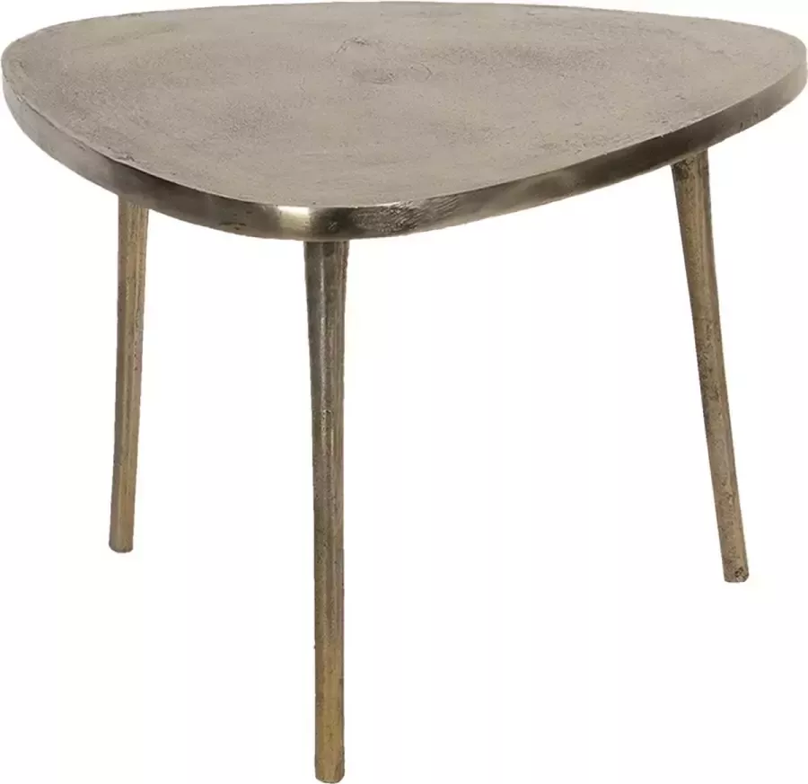Clayre & Eef Bijzettafel 77*77*54 Cm Goudkleurig Aluminium Driehoek Side Table Tafeltje Goudkleurig Side Table Tafeltje - Foto 1