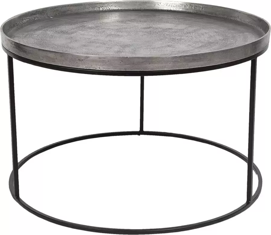 Clayre & Eef Bijzettafel Ø 80*48 Cm Zilverkleurig Aluminium Rond Side Table Tafeltje Zilverkleurig Side Table Tafeltje - Foto 1