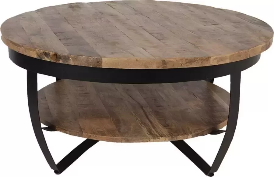 Clayre & Eef Salontafel Ø 90x45 cm Bruin Hout Rond Bijzettafel Salon tafel Koffietafel Bruin Bijzettafel Salon tafel